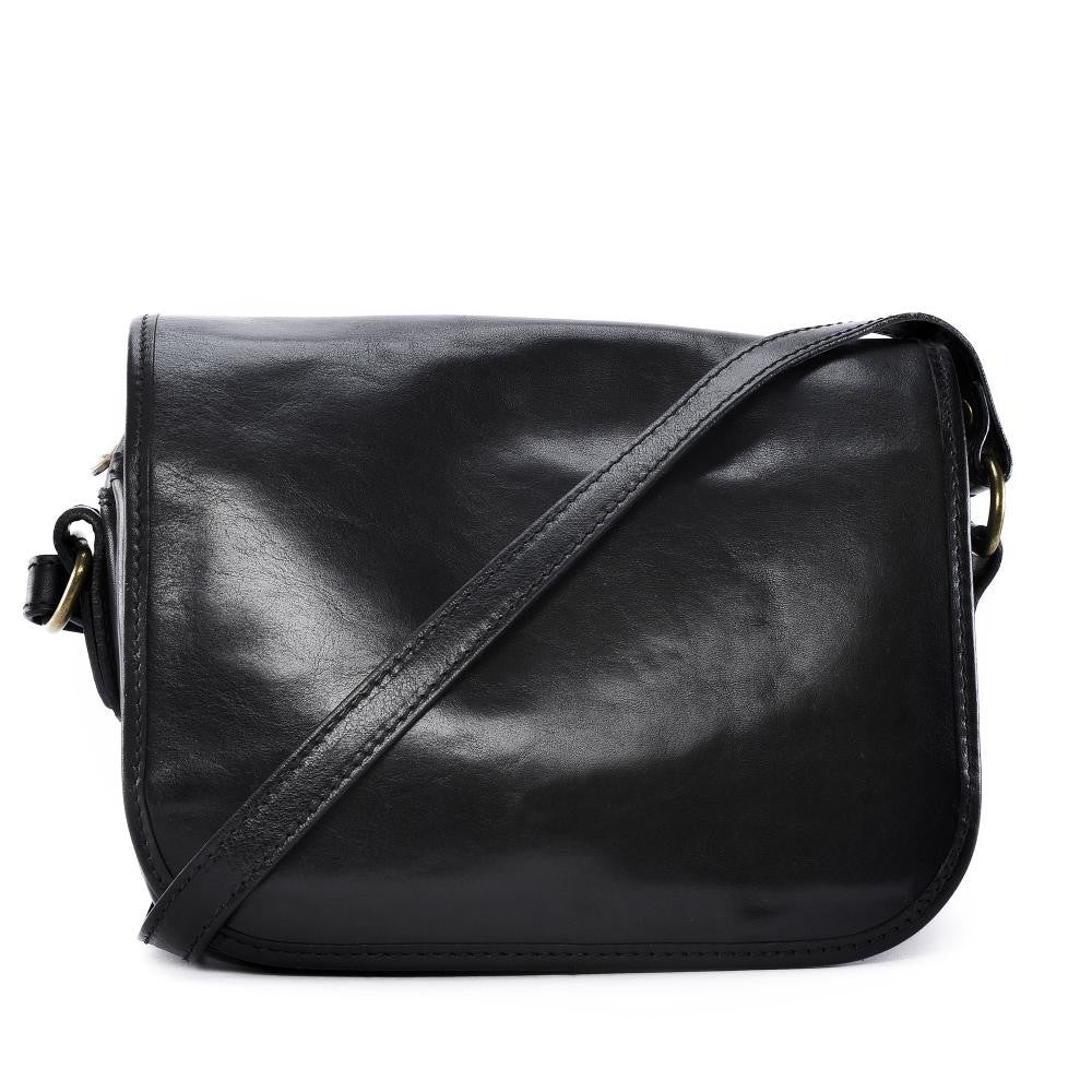 Sac bandoulière en cuir lisse MARIE STUART Noir