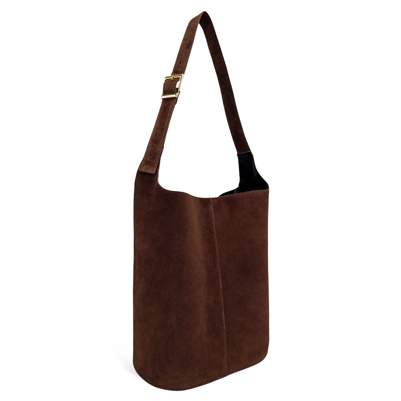 Sac seau en croûte de cuir CLARENCE Chocolat