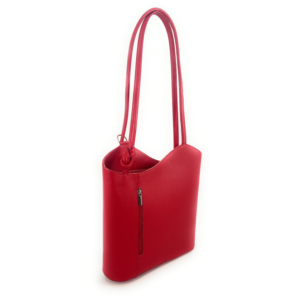 Sac seau multipositions en cuir grainé CAP FERRET Rouge garance