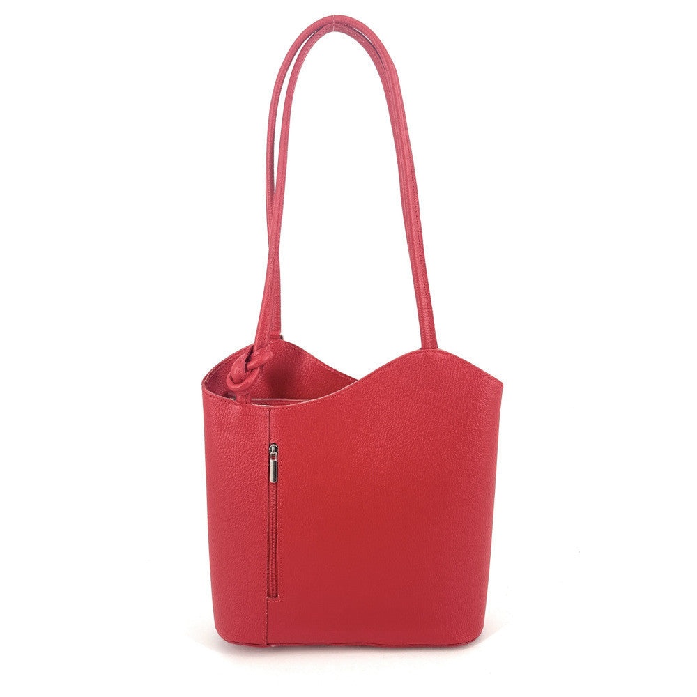 Sac seau multipositions en cuir grainé CAP FERRET Rouge garance