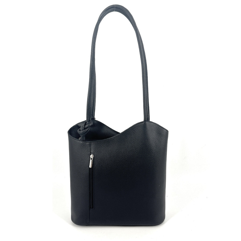 Sac seau multipositions en cuir grainé CAP FERRET Noir