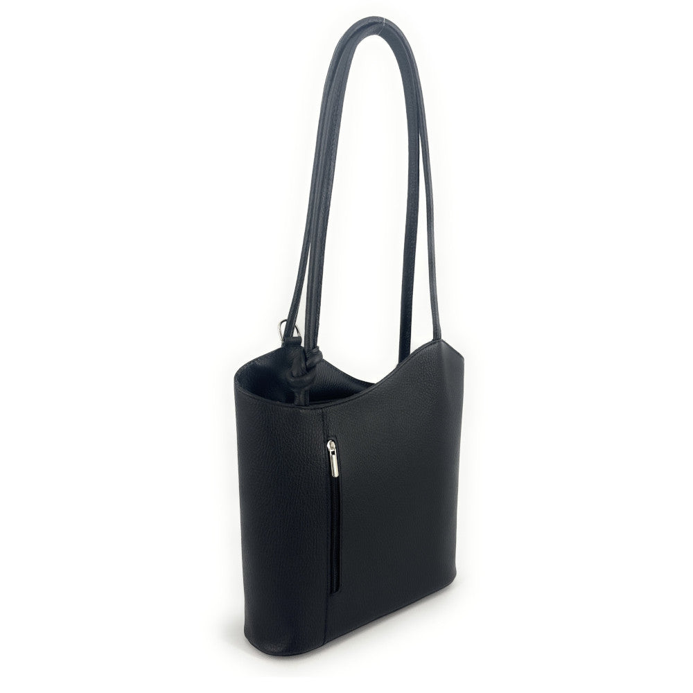 Sac seau multipositions en cuir grainé CAP FERRET Noir