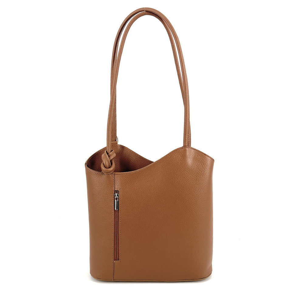Sac seau multipositions en cuir grainé CAP FERRET Camel foncé