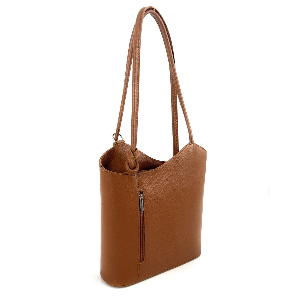 Sac seau multipositions en cuir grainé CAP FERRET Camel foncé