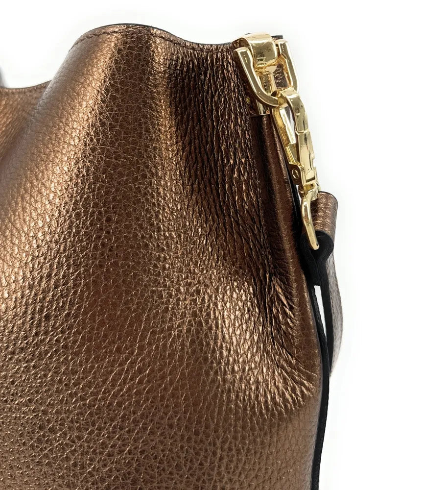 Sac seau en cuir grainé GEORGIA Chocolat irisé