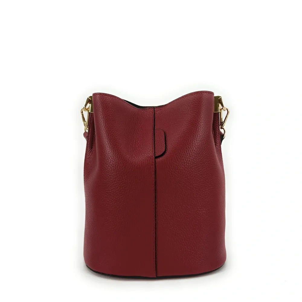 Sac seau en cuir grainé GEORGIA Rouge bordeaux