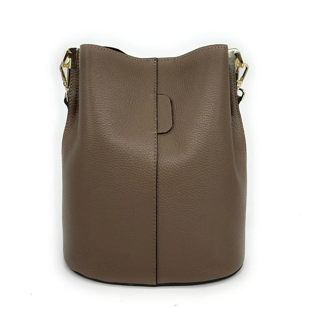 Sac seau en cuir grainé GEORGIA Taupe foncé