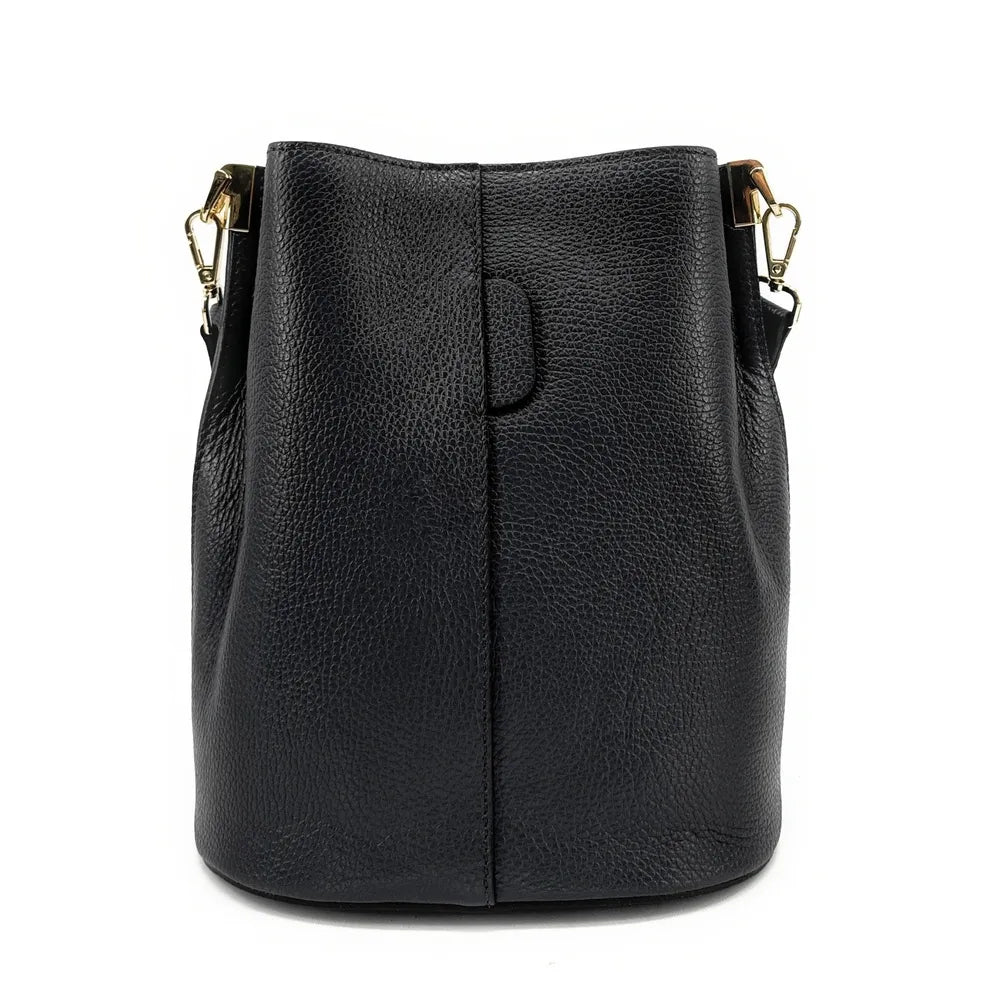 Sac seau en cuir grainé GEORGIA Noir
