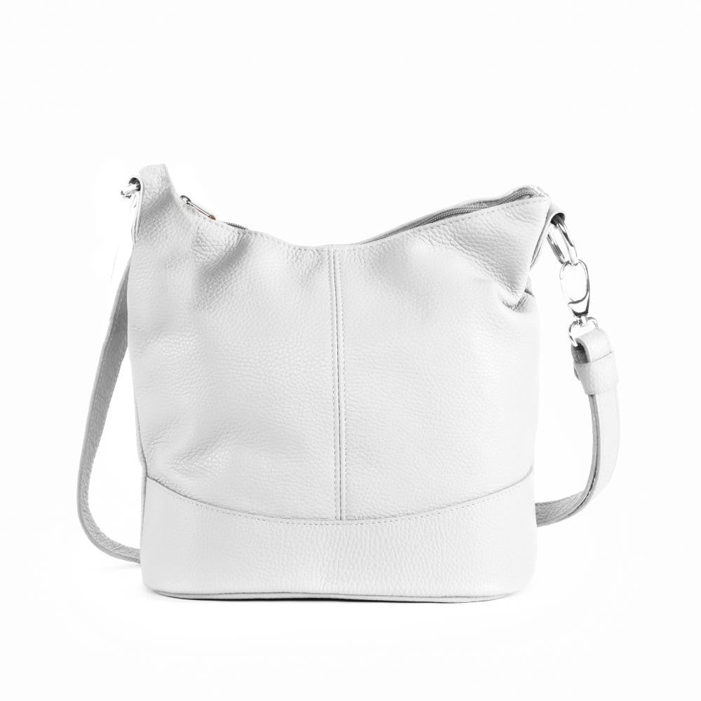 Sac seau à bandoulière en cuir grainé BEAUBOURG Blanc