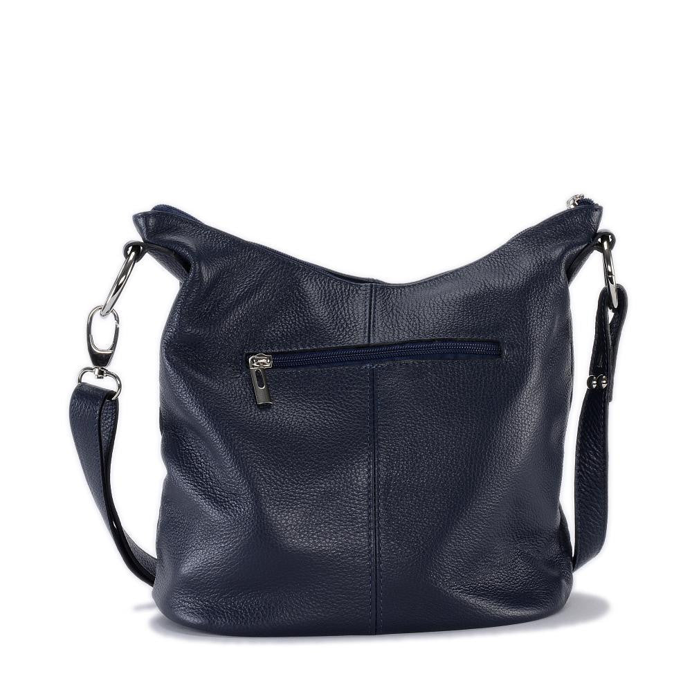 Sac seau à bandoulière en cuir grainé BEAUBOURG Bleu marine