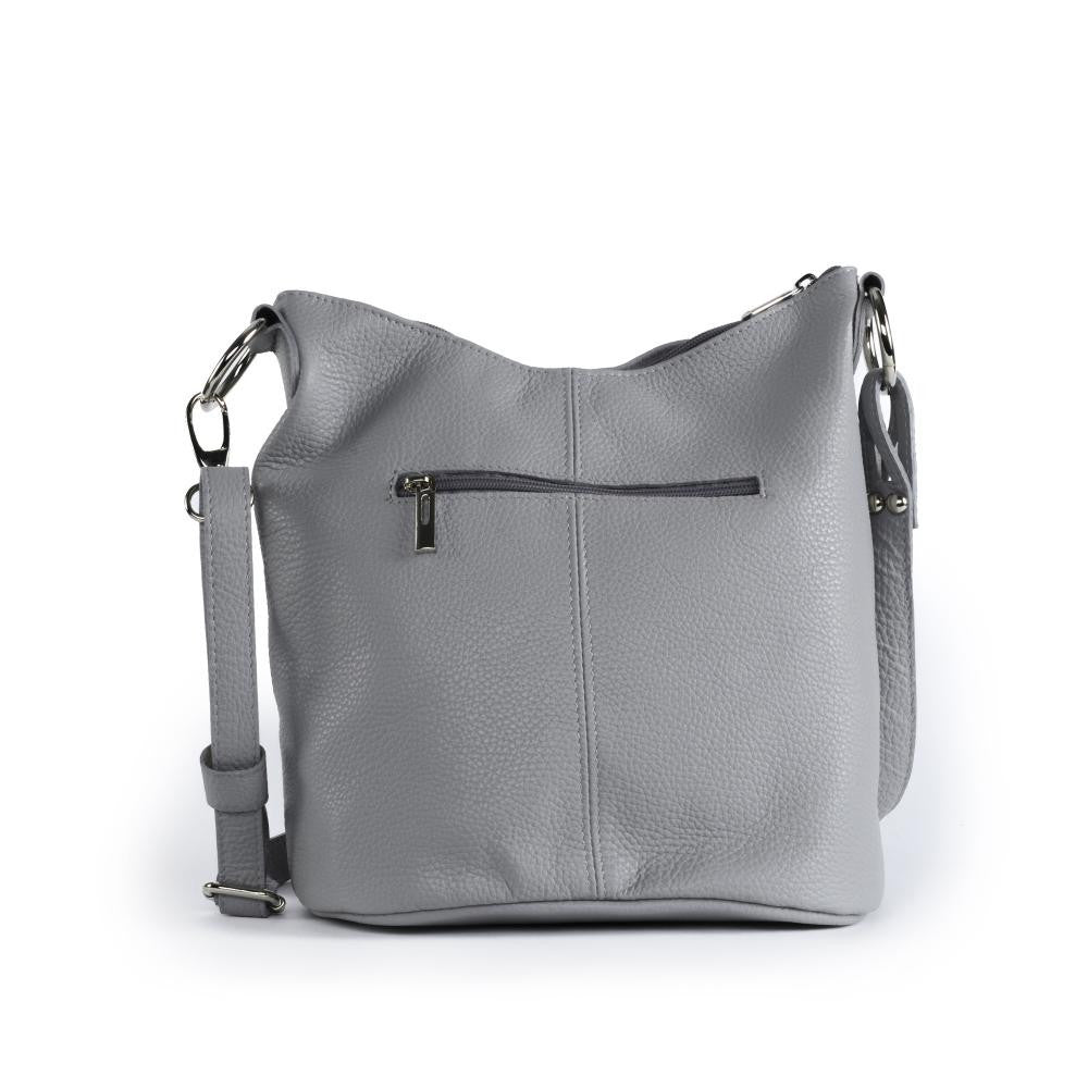 Sac seau à bandoulière en cuir grainé BEAUBOURG Gris clair