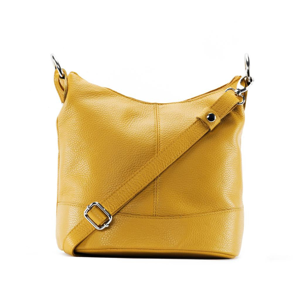 Sac seau à bandoulière en cuir grainé BEAUBOURG Jaune Moutarde