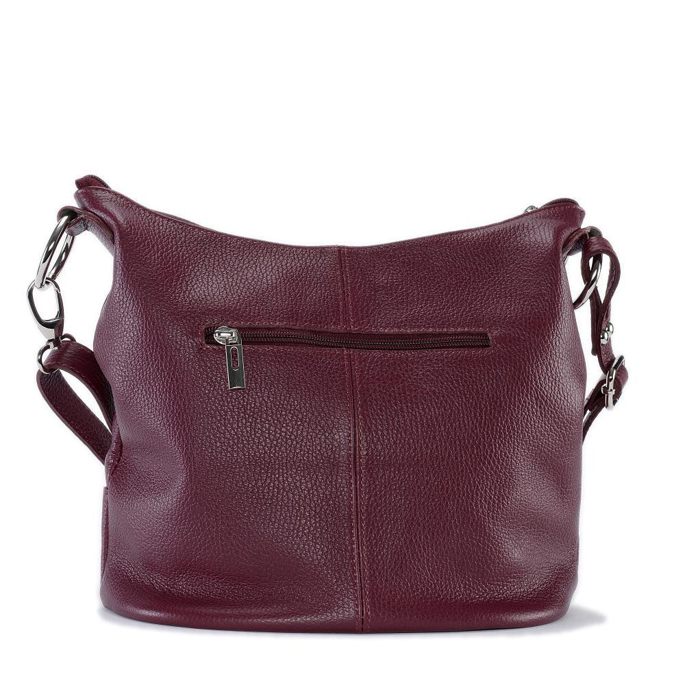 Sac seau à bandoulière en cuir grainé BEAUBOURG Prune