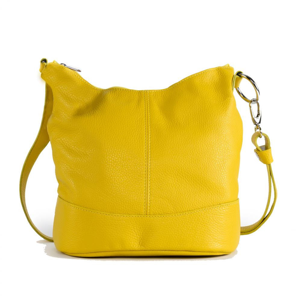 Sac seau à bandoulière en cuir grainé BEAUBOURG Jaune tournesol