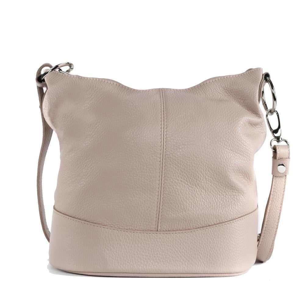 Sac seau à bandoulière en cuir grainé BEAUBOURG Rose nude