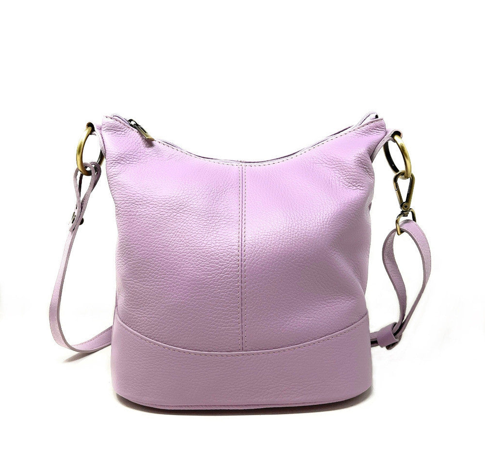 Sac seau à bandoulière en cuir grainé BEAUBOURG Lilas