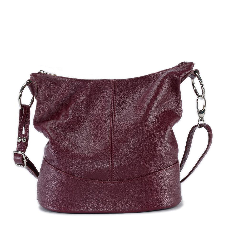 Sac seau à bandoulière en cuir grainé BEAUBOURG Prune