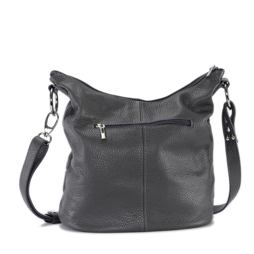 Sac seau à bandoulière en cuir grainé BEAUBOURG Gris foncé