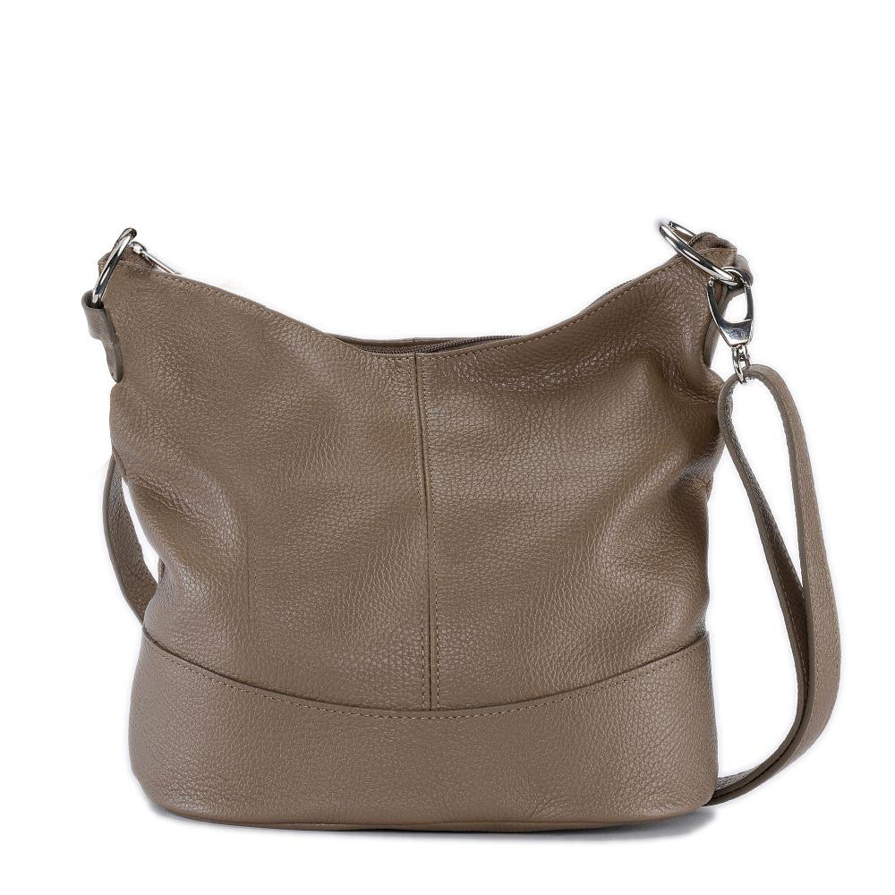 Sac seau à bandoulière en cuir grainé BEAUBOURG Taupe foncé