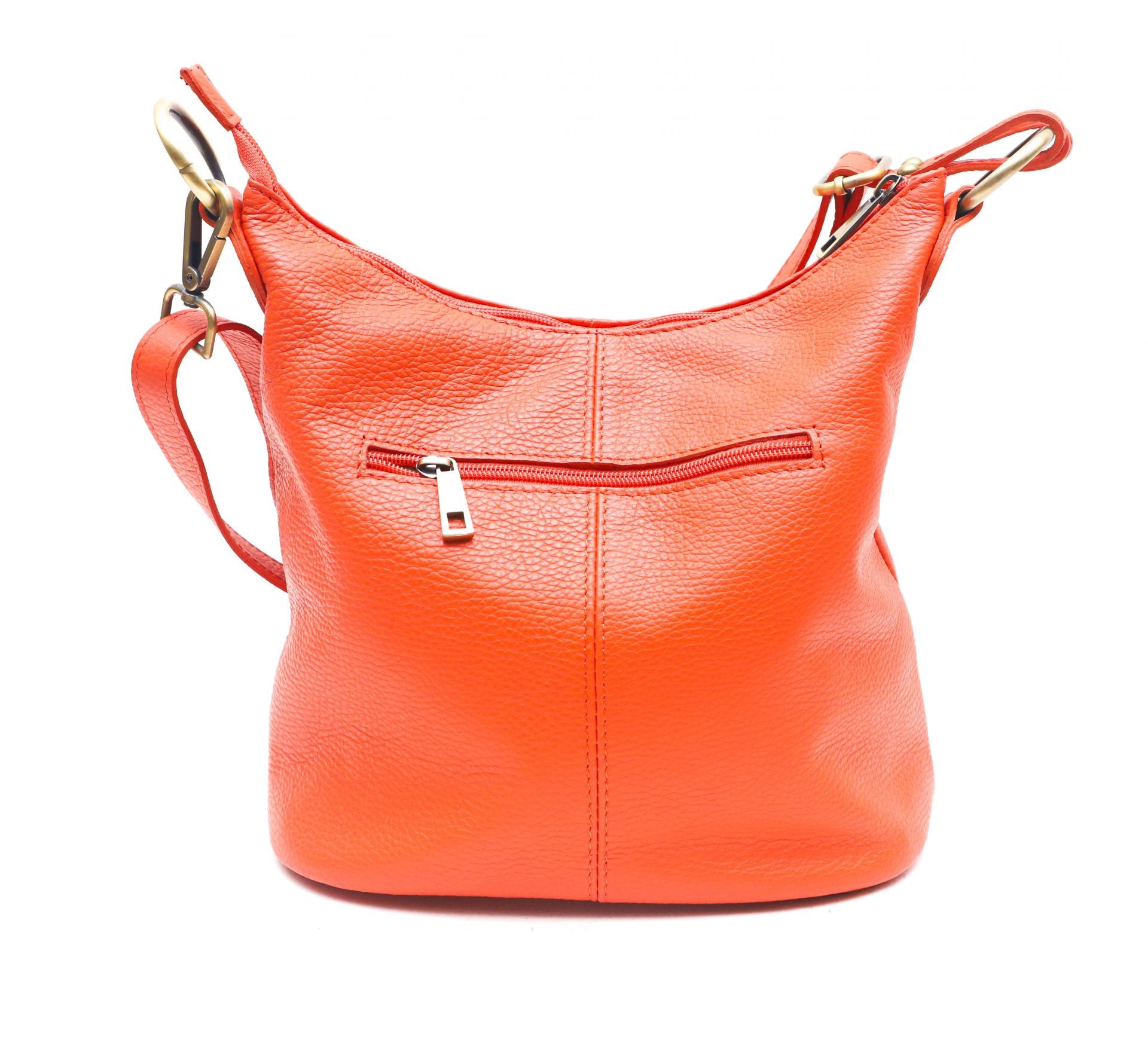 Sac seau à bandoulière en cuir grainé BEAUBOURG Orange patiné