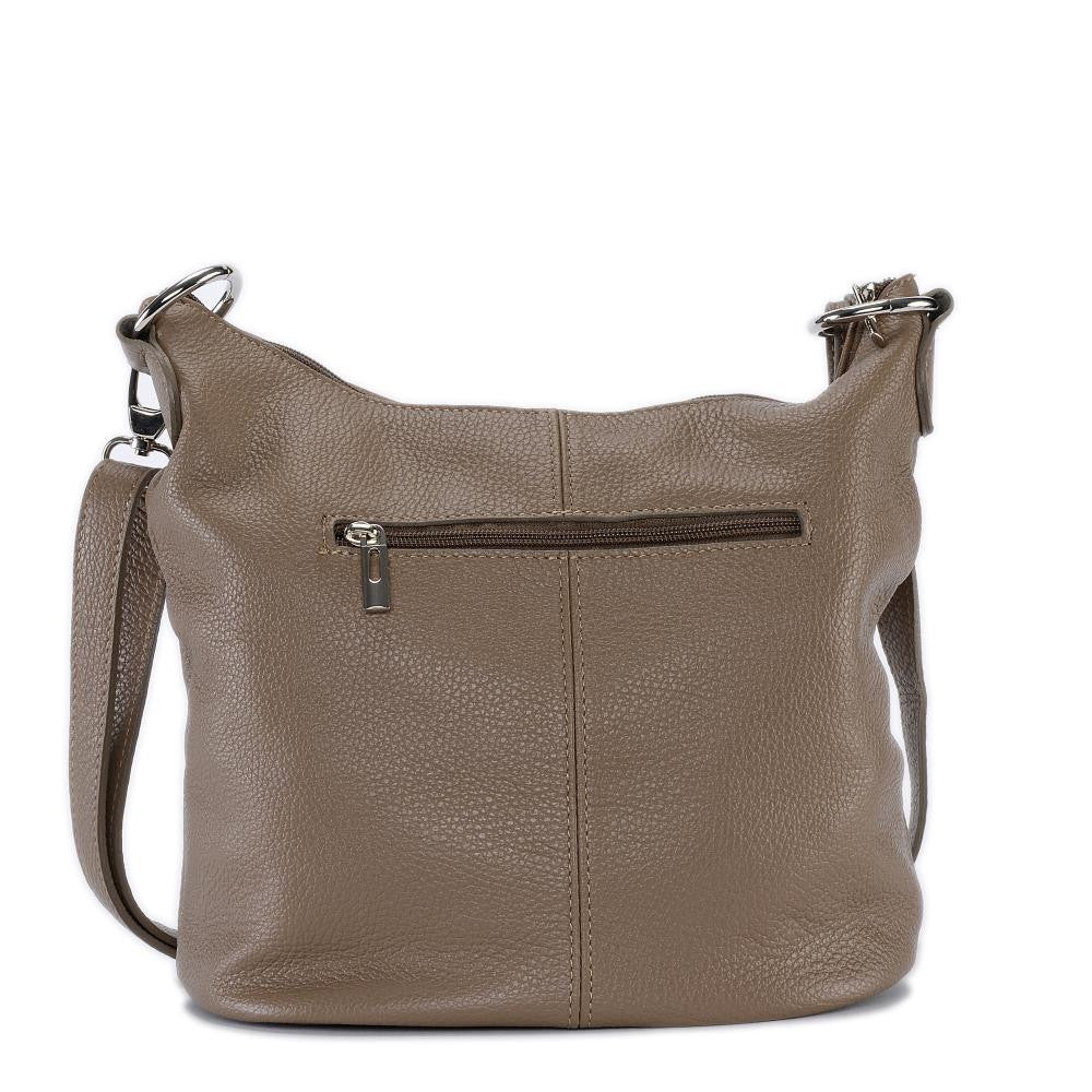Sac seau à bandoulière en cuir grainé BEAUBOURG Taupe foncé