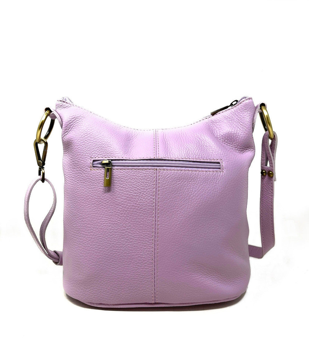 Sac seau à bandoulière en cuir grainé BEAUBOURG Lilas