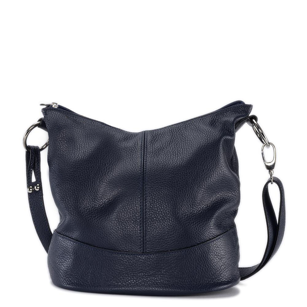 Sac seau à bandoulière en cuir grainé BEAUBOURG Bleu marine