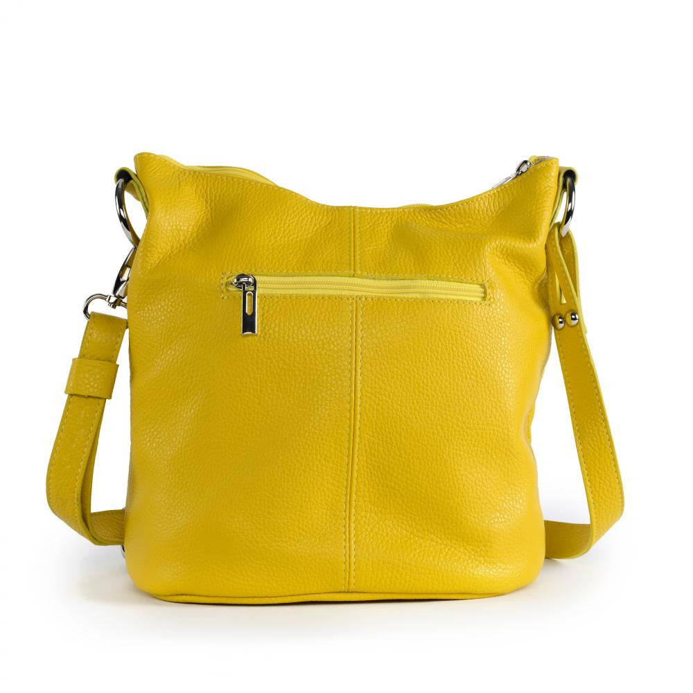 Sac seau à bandoulière en cuir grainé BEAUBOURG Jaune tournesol