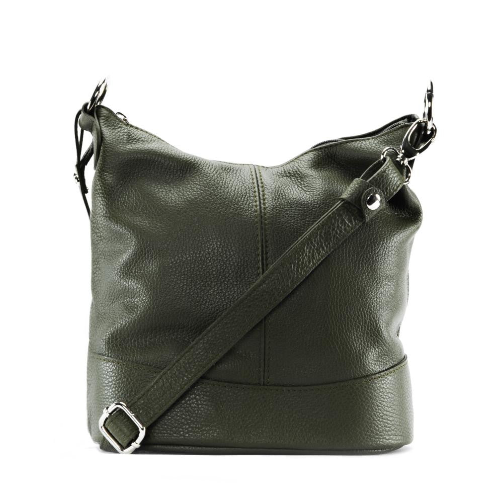 Sac seau à bandoulière en cuir grainé BEAUBOURG Kaki