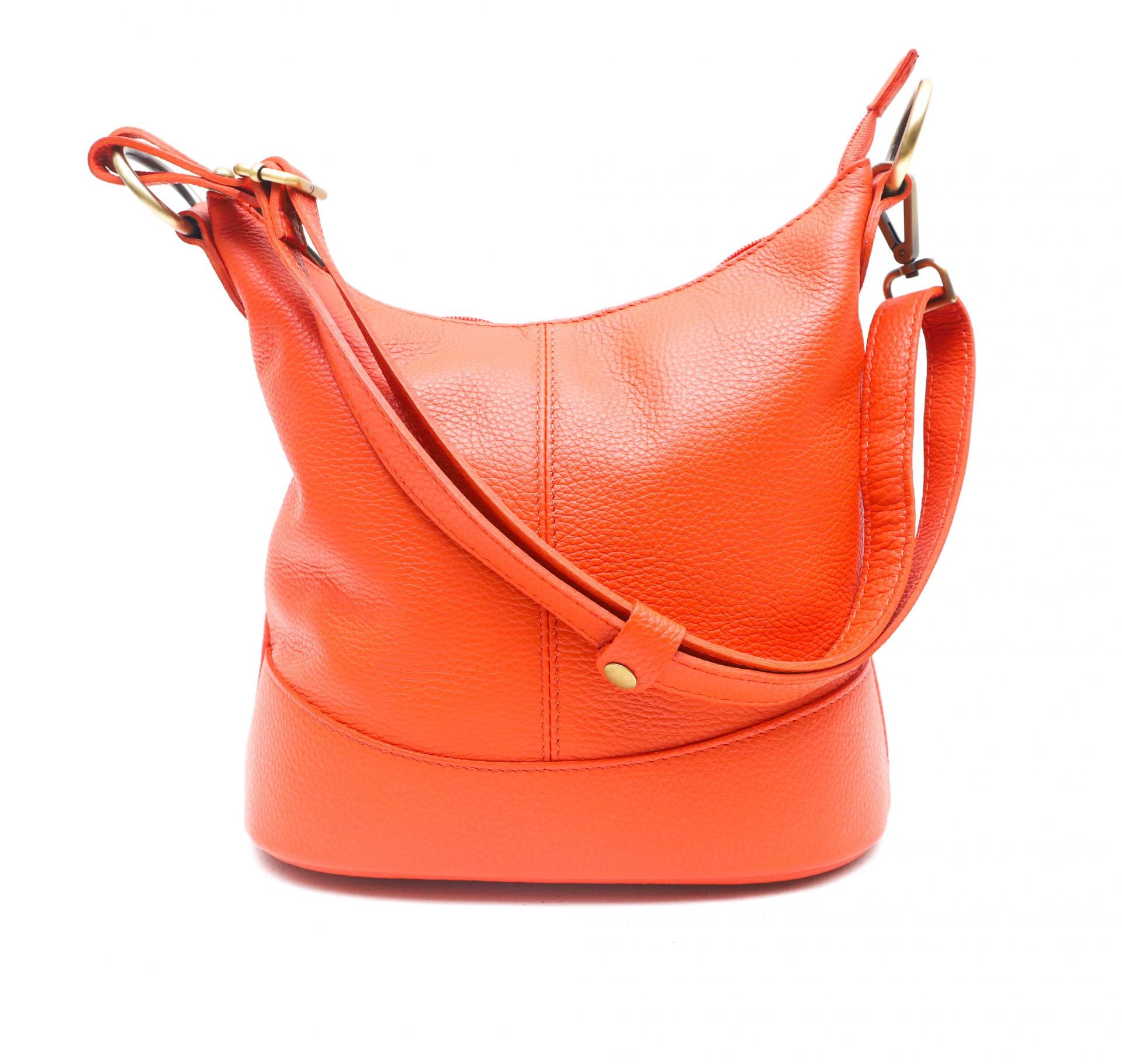 Sac seau à bandoulière en cuir grainé BEAUBOURG Orange patiné