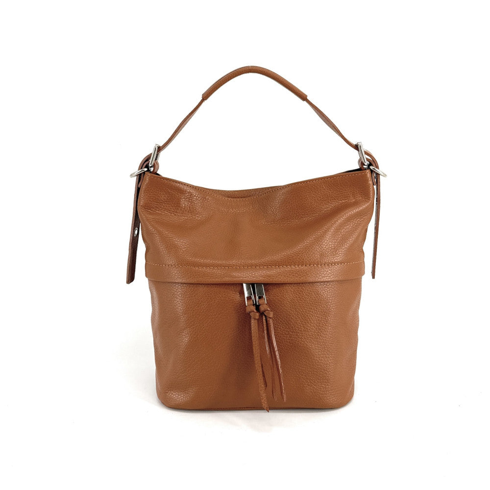 Sac seau en cuir grainé LIVERPOOL Camel foncé