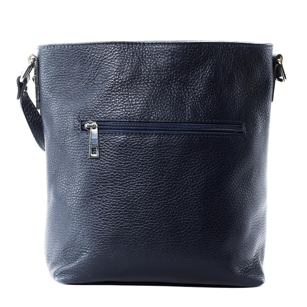 Sac seau en cuir grainé MEGEVE Bleu marine
