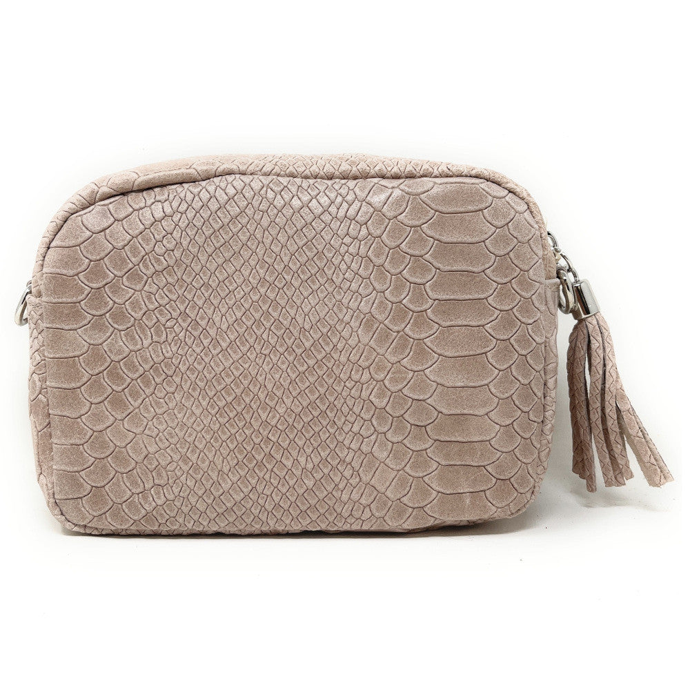 Sac trotteur à bandoulière en cuir embossé SEVILLA ZOO Rose nude