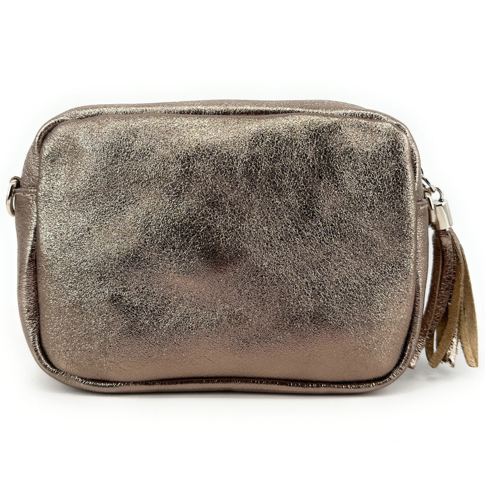 Sac trotteur à bandoulière en cuir irisé LITTLE SEVILLE Champagne irisé