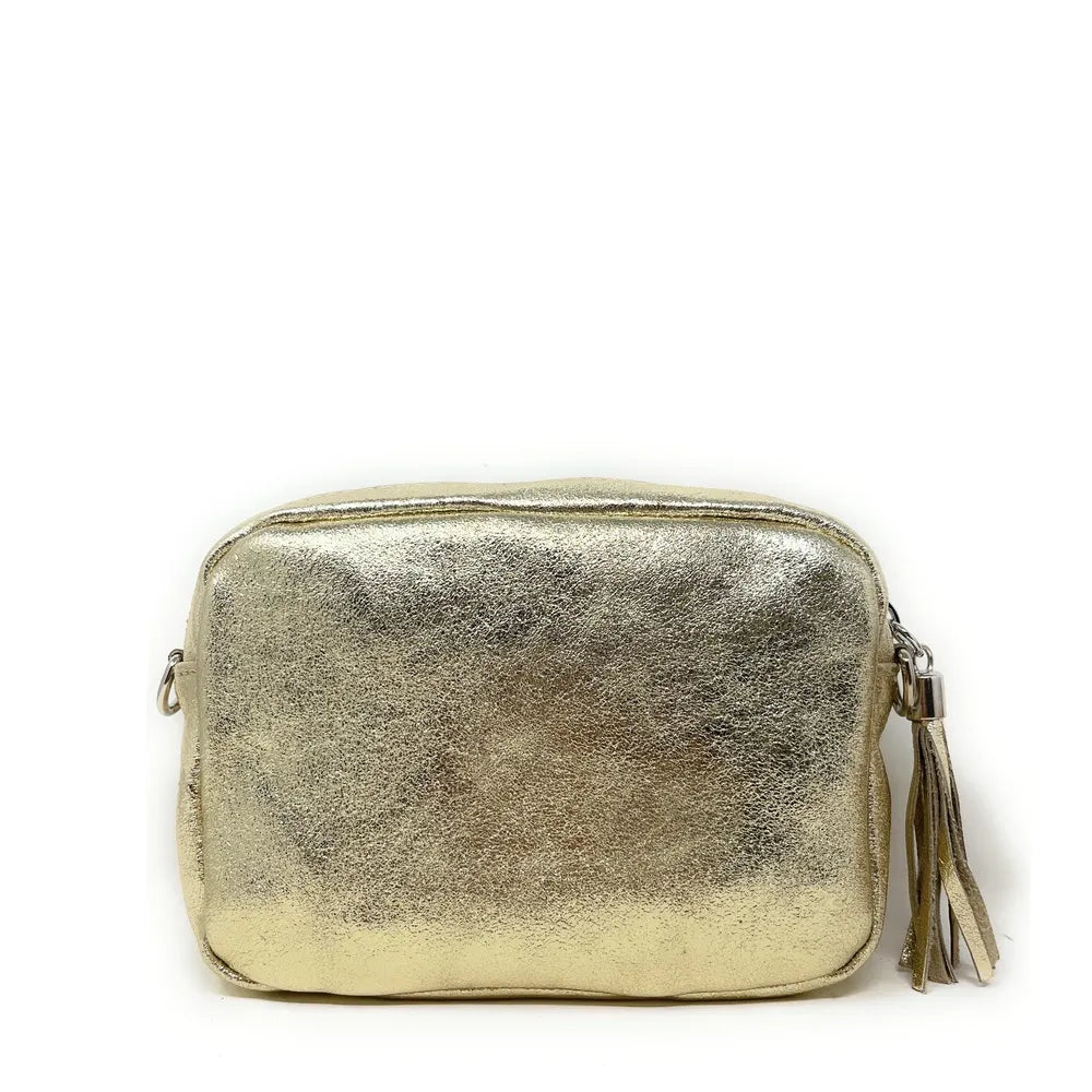 Sac trotteur à bandoulière en cuir irisé LITTLE SEVILLE Or pâle