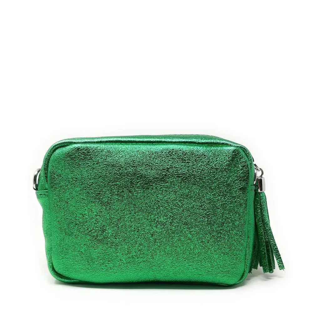 Sac trotteur à bandoulière en cuir irisé LITTLE SEVILLE Vert anglais irisé