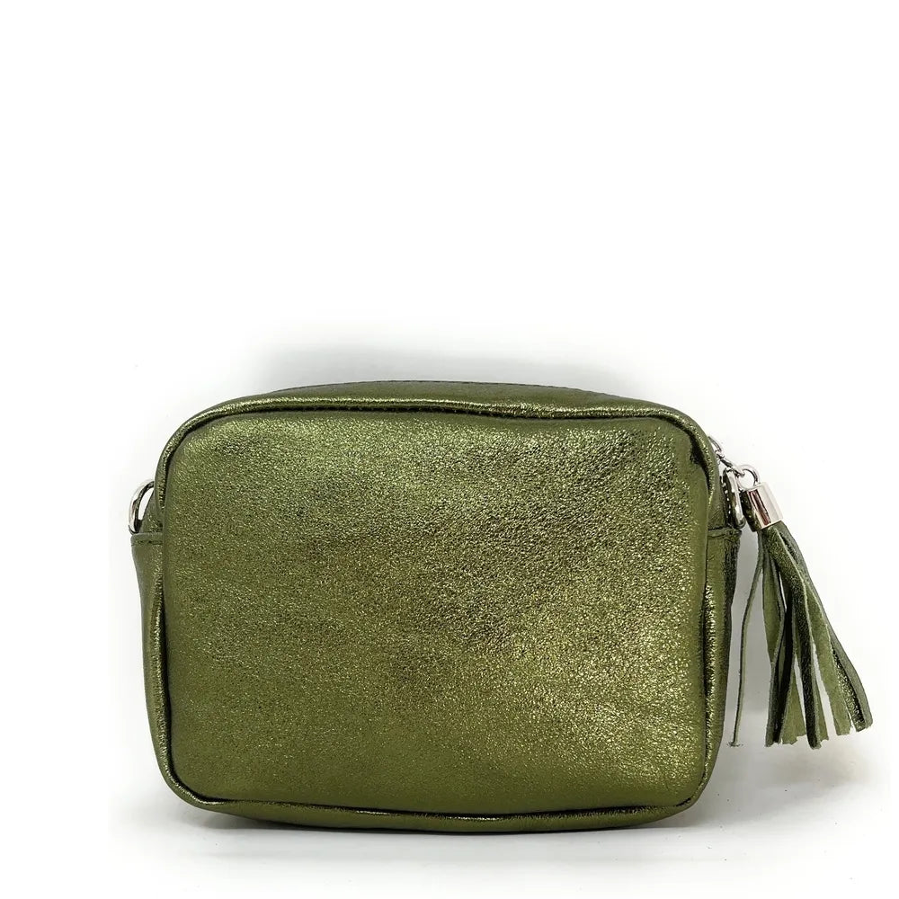 Sac trotteur à bandoulière en cuir irisé LITTLE SEVILLE Kaki irisé