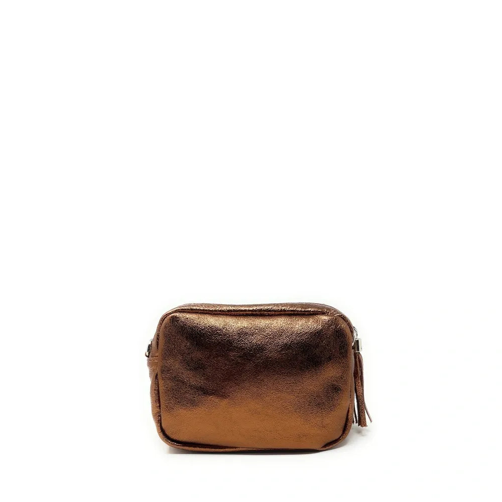 Sac trotteur à bandoulière en cuir irisé LITTLE SEVILLE Bronze