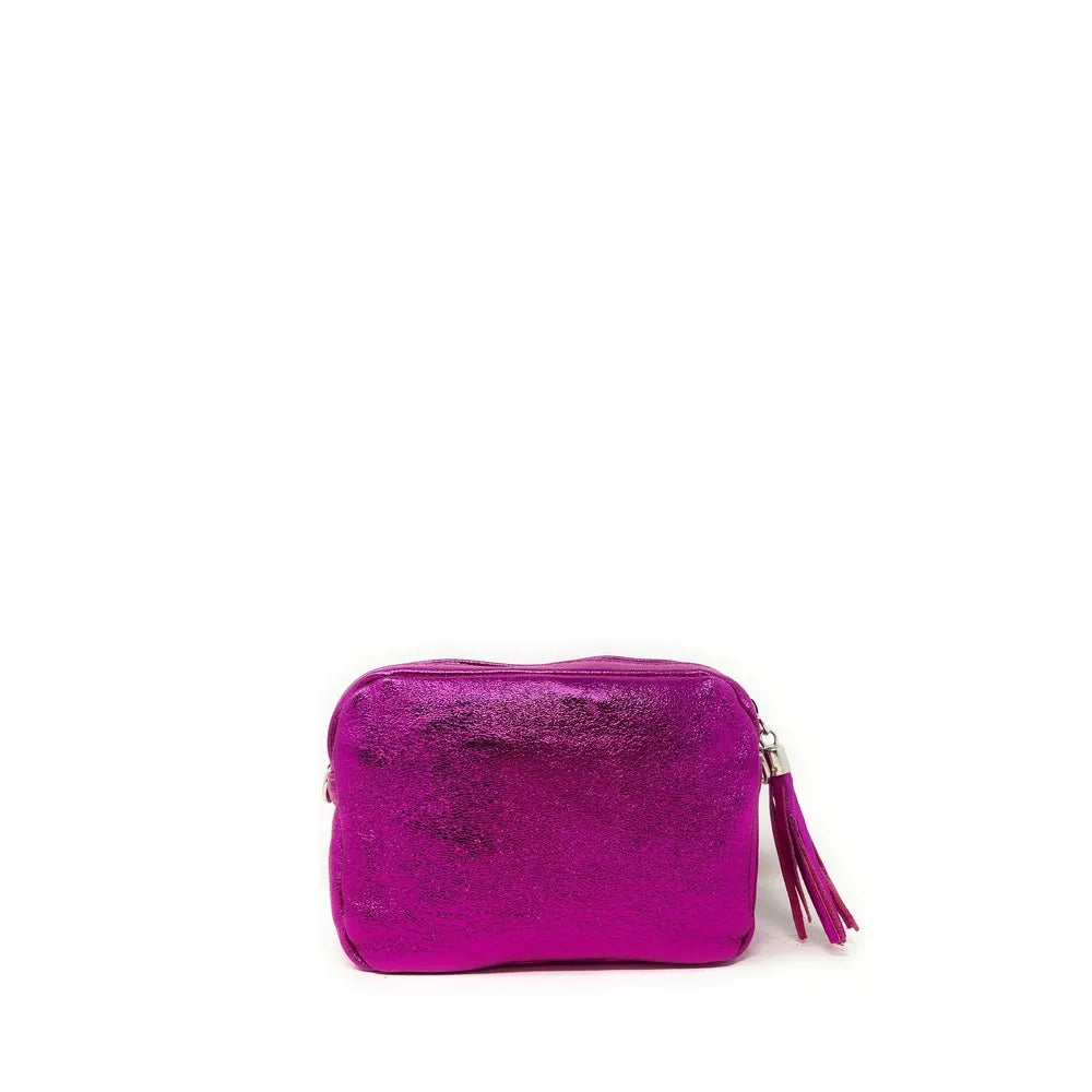 Sac trotteur à bandoulière en cuir irisé LITTLE SEVILLE Fuchsia irisé