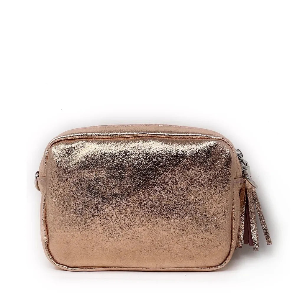 Sac trotteur à bandoulière en cuir irisé LITTLE SEVILLE Rose gold