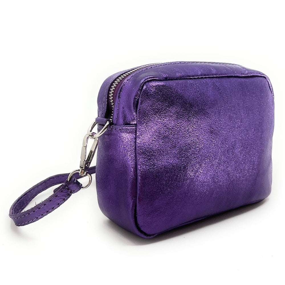 Sac trotteur à bandoulière en cuir irisé LITTLE SEVILLE Améthyste