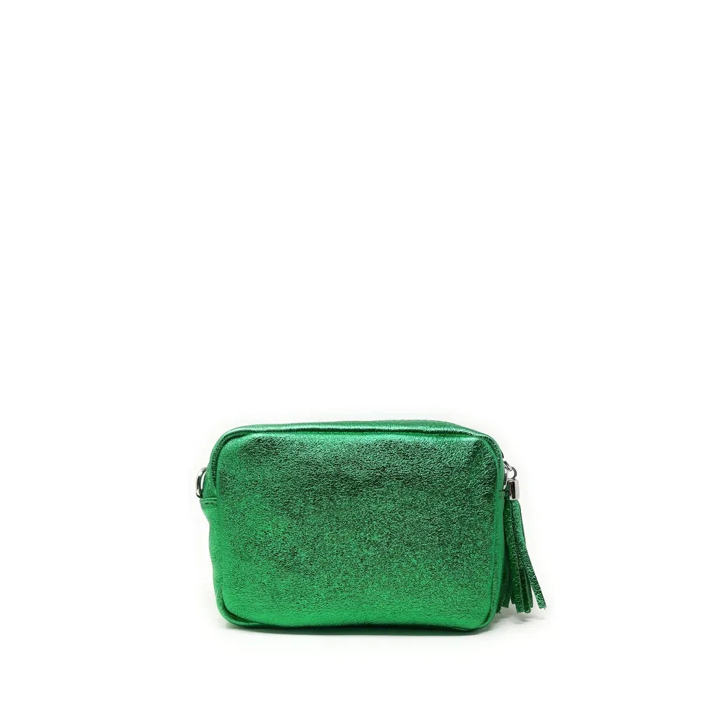Sac trotteur à bandoulière en cuir irisé LITTLE SEVILLE Vert anglais irisé