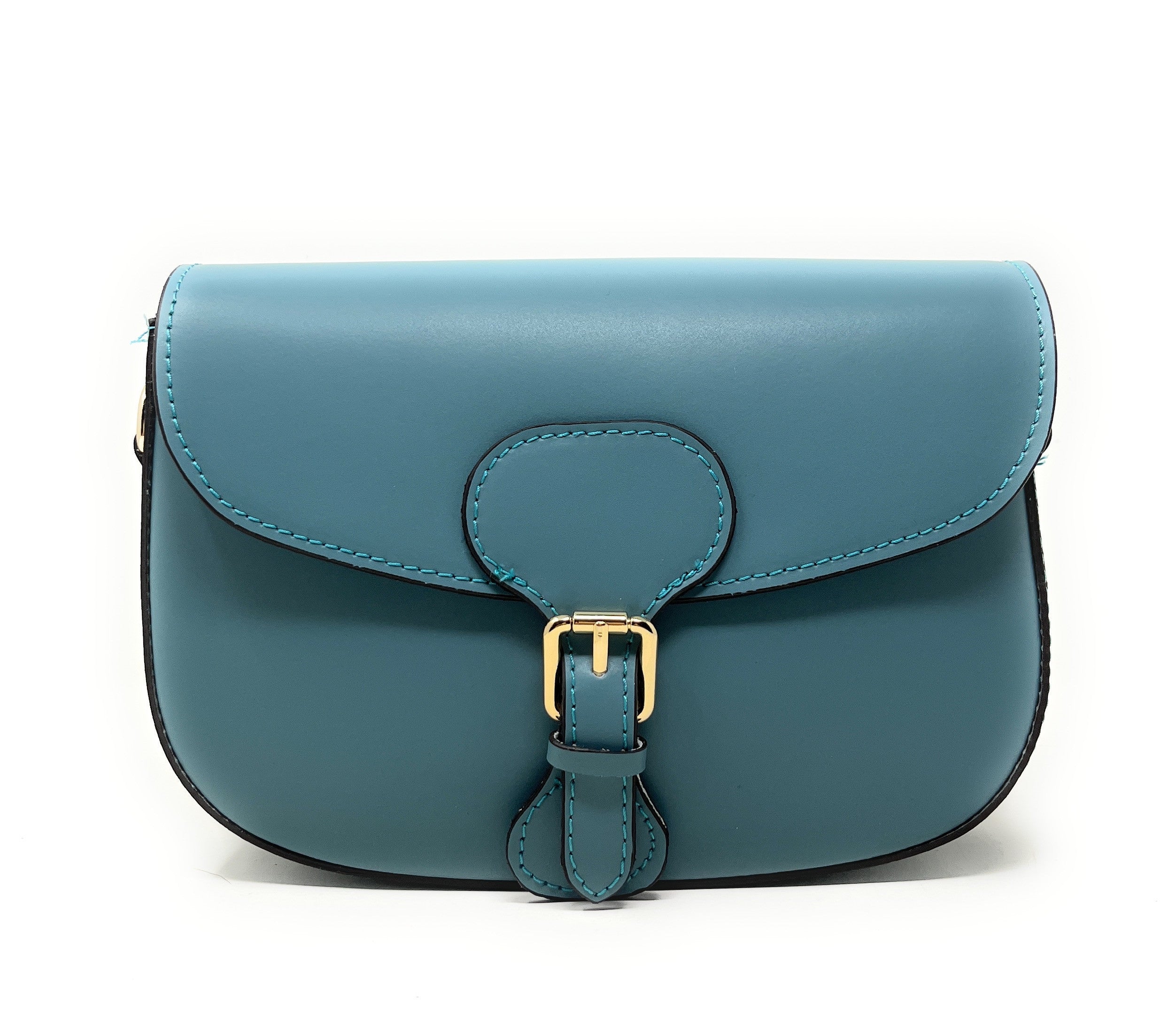 Sac trotteur à bandoulière en cuir lisse MADDY Bleu vert canard