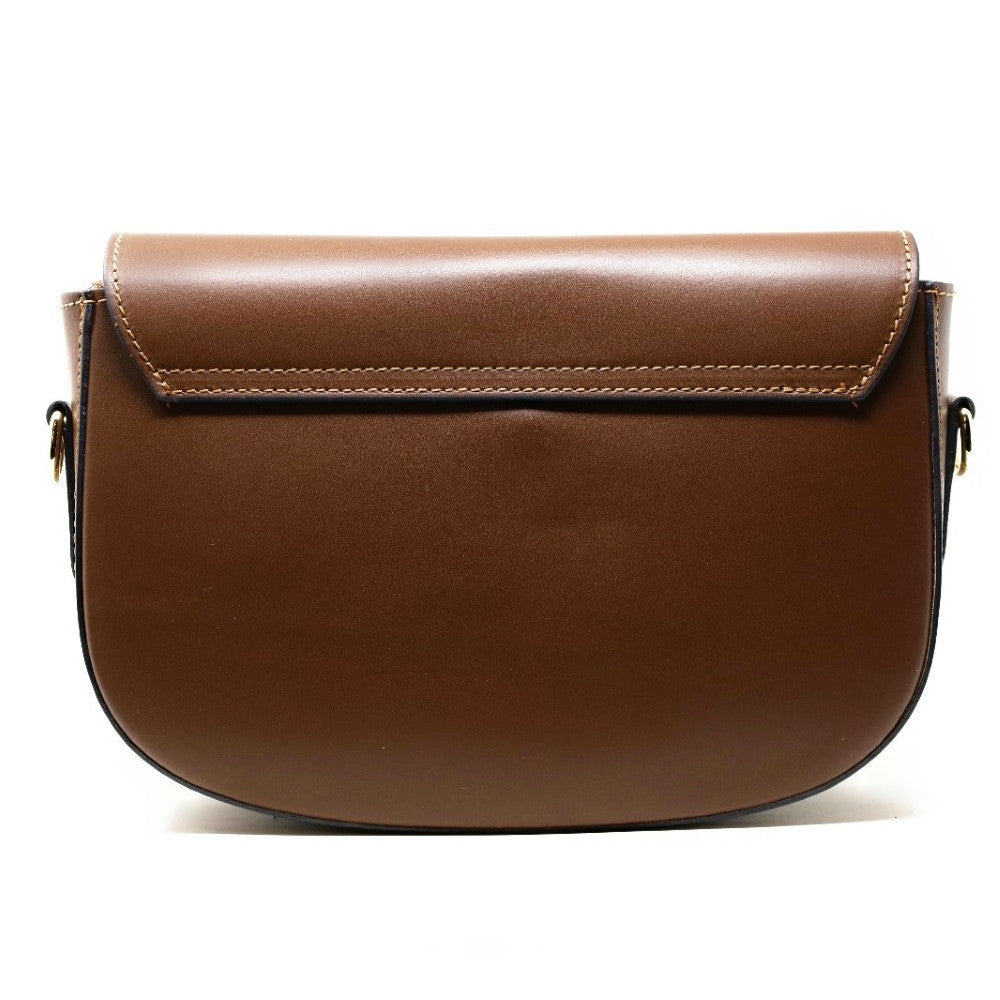 Sac trotteur à bandoulière en cuir lisse MADDY Châtaigne