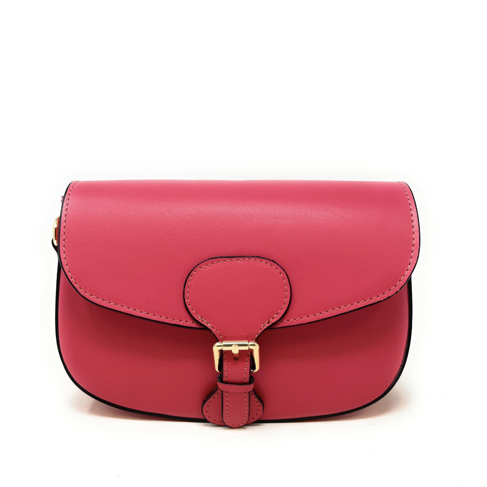 Sac trotteur à bandoulière en cuir lisse MADDY Rose corail