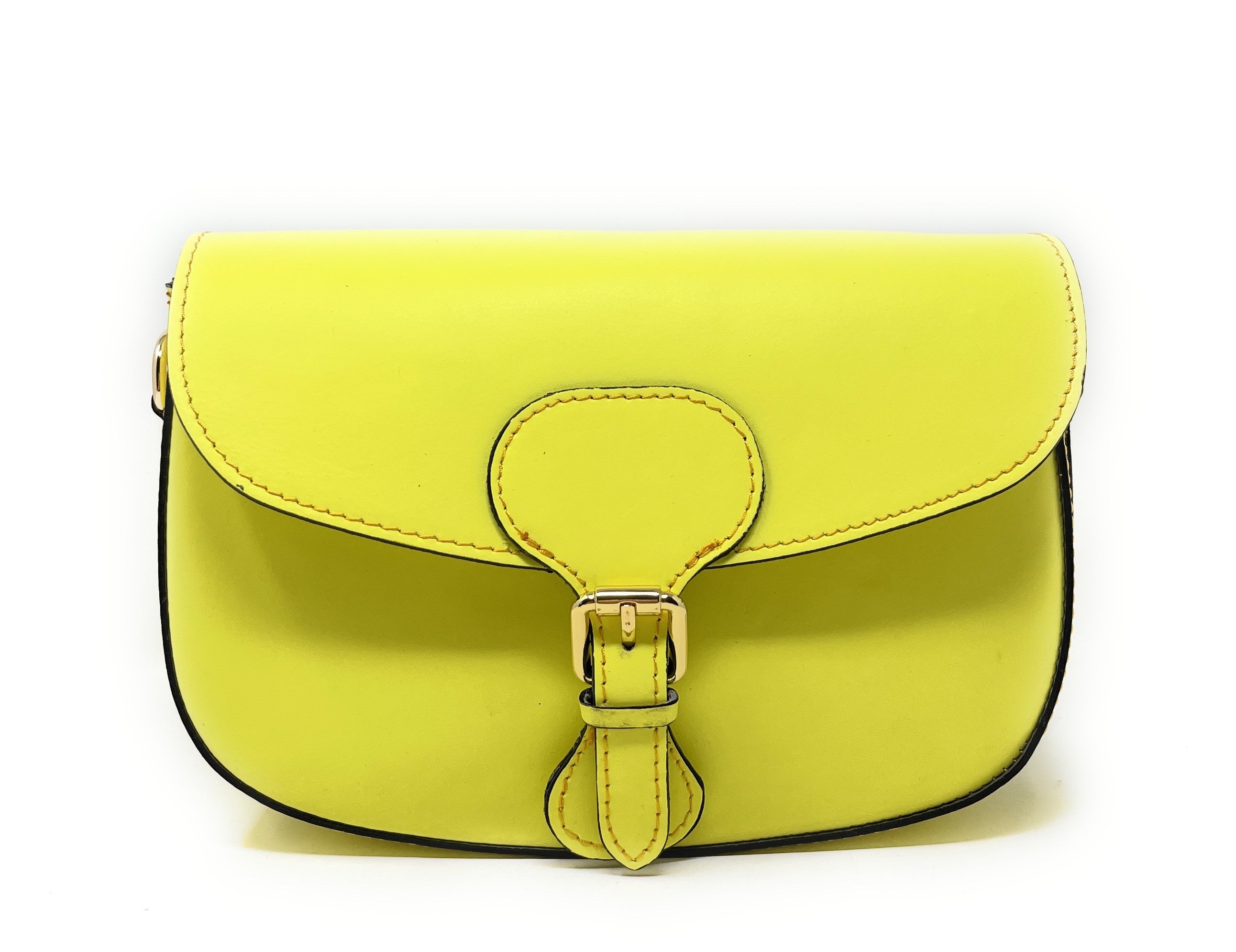 Sac trotteur à bandoulière en cuir lisse MADDY Jaune tournesol