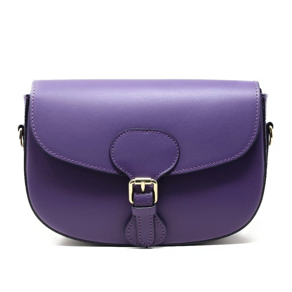 Sac trotteur à bandoulière en cuir lisse MADDY Violet