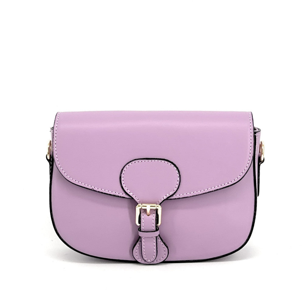 Sac trotteur à bandoulière en cuir lisse MADDY Mauve
