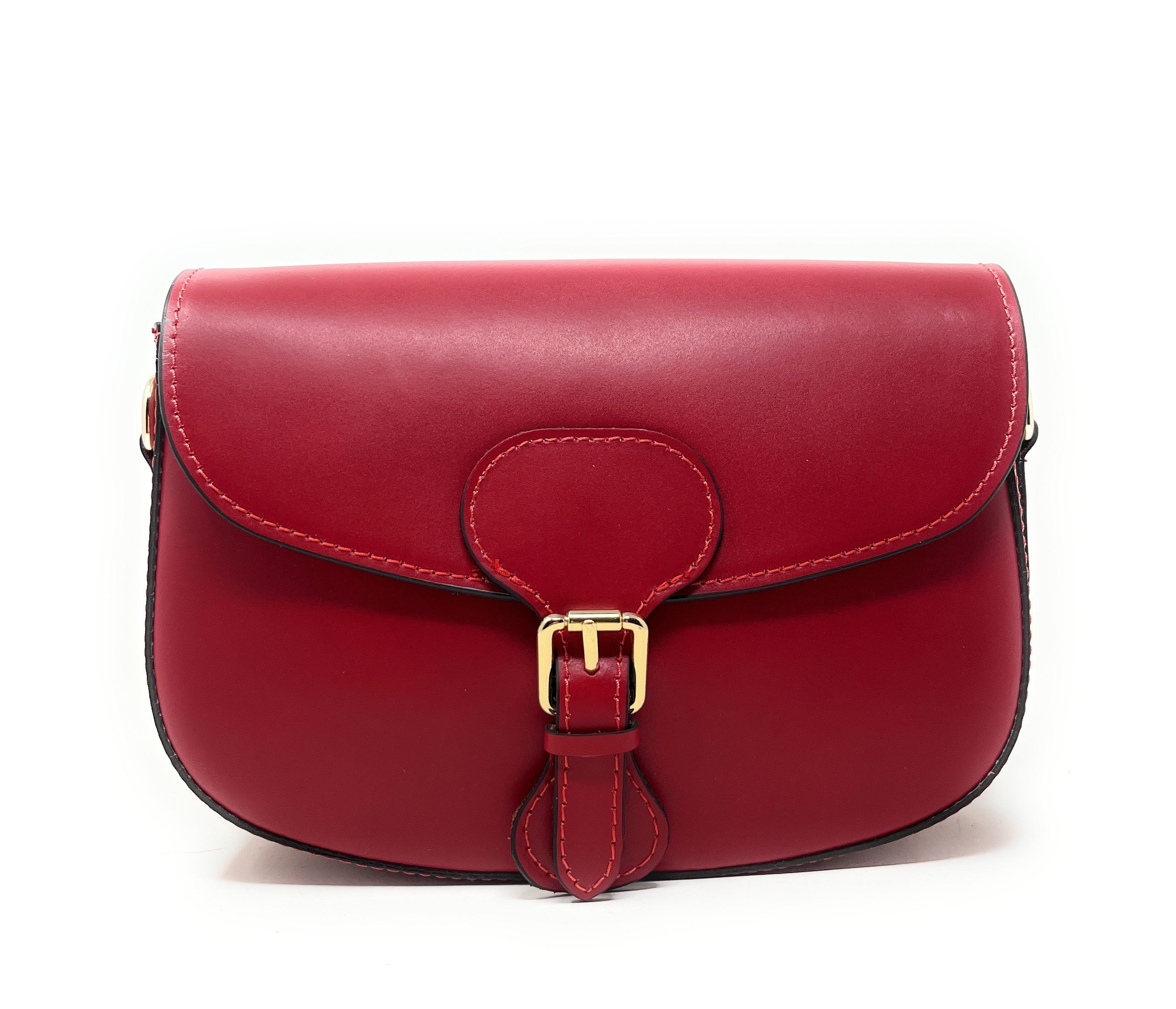 Sac trotteur à bandoulière en cuir lisse MADDY Rouge magenta