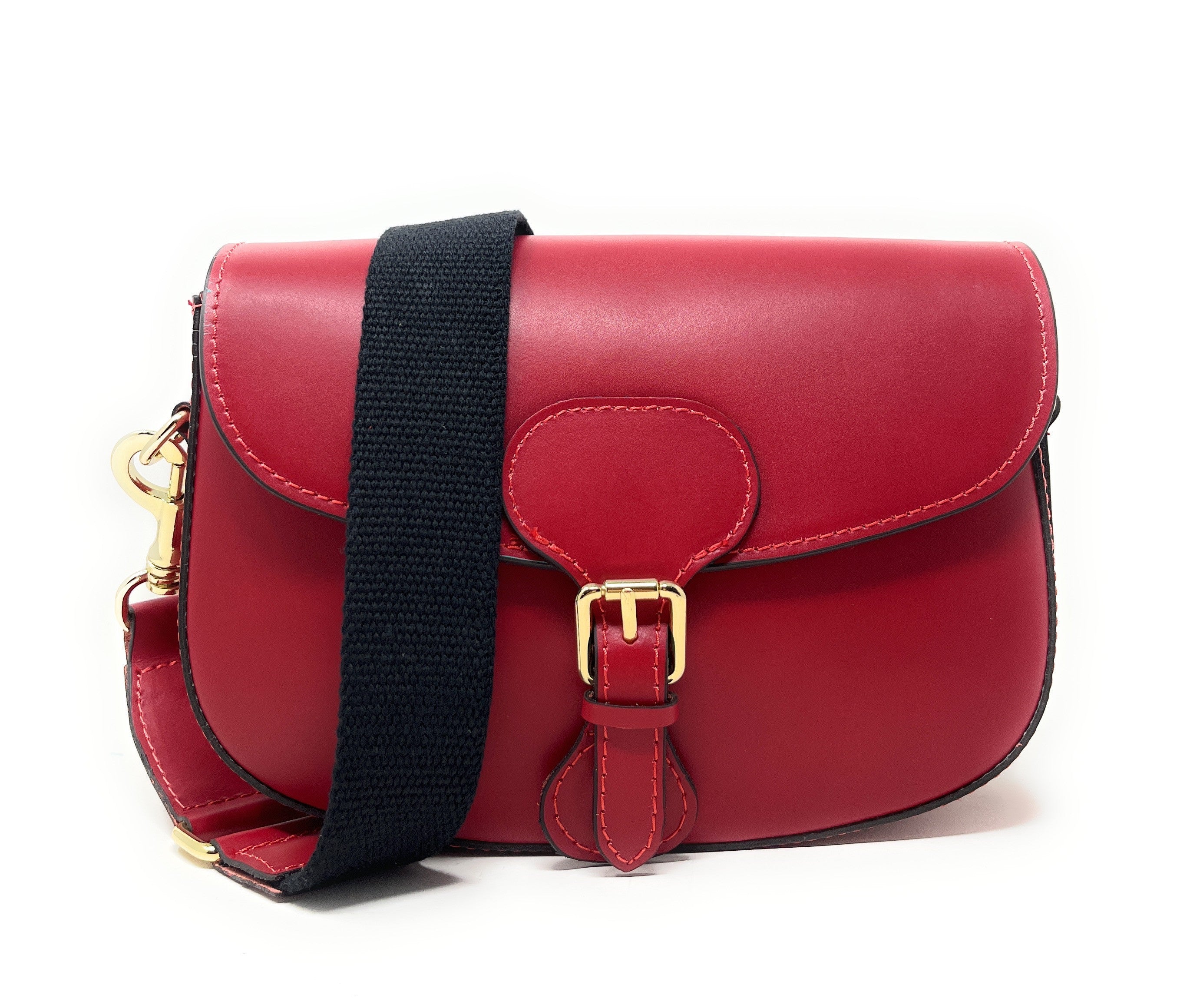 Sac trotteur à bandoulière en cuir lisse MADDY Rouge magenta